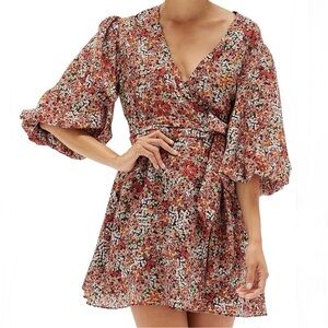 MINKPINK Gabae Printed Faux-Wrap Dress
